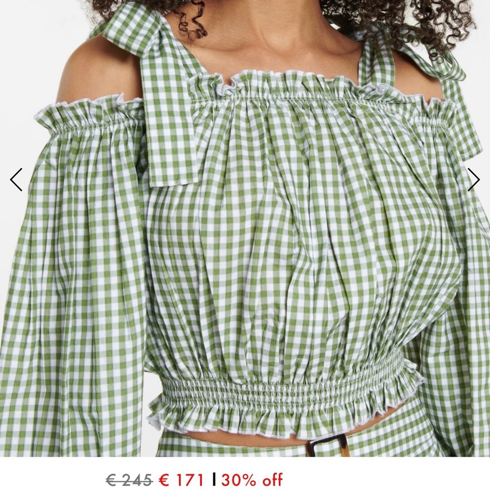 Green Gingham Ruffle Blouse